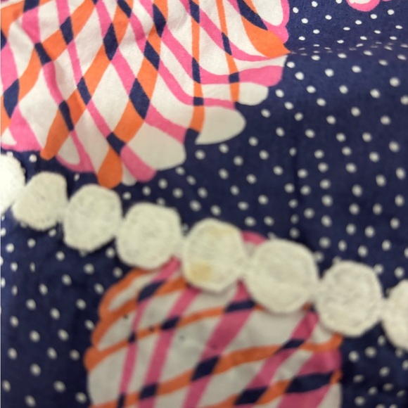 Kids Lilly Pulitzer Navy and Pink seashell Pattern shift Dress - Picture 3 of 6